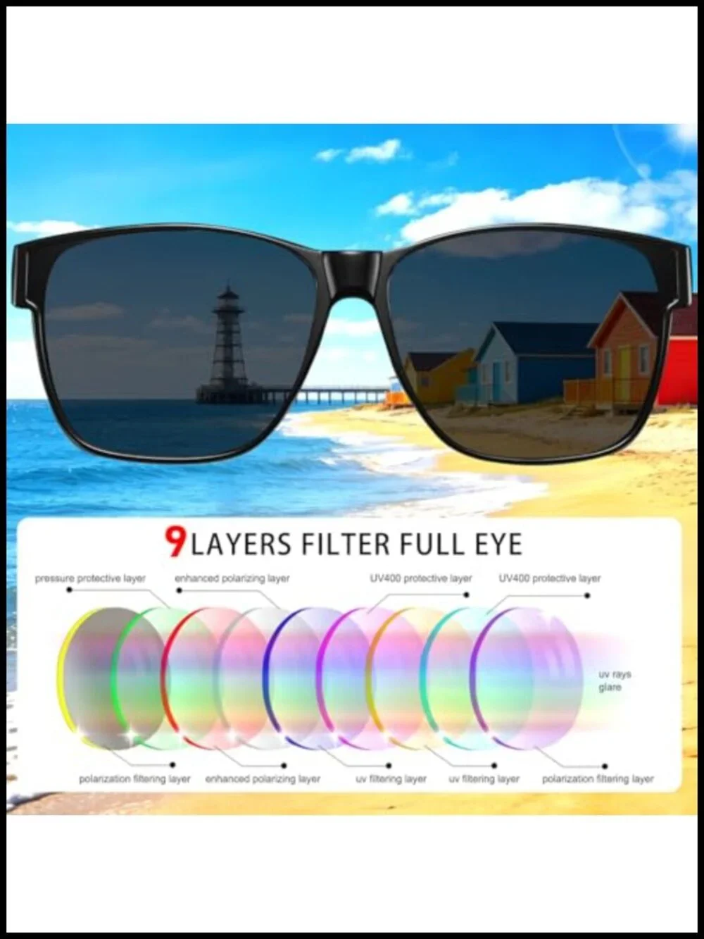 Fit Over Polarized Sunglasses Oversized Square UV400 Driving Shades